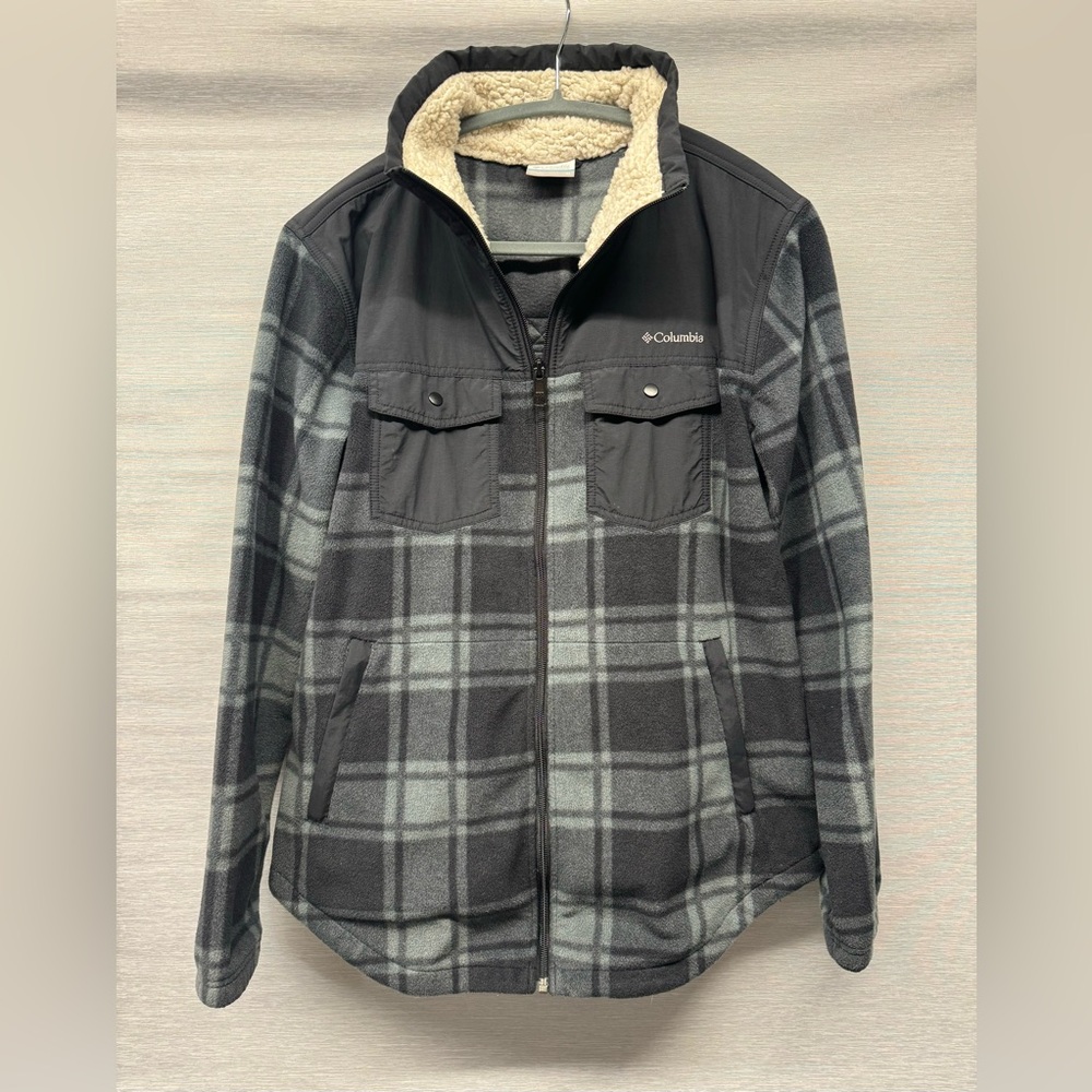 Benton Springs Overlay Full-Zip Fleece Jacket - Size Medium - Black and Grey
